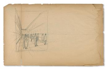 POLITZER, ADAM. Two pencil drawings on paper captioned and initialled by Politzer.  Late 19th/early 20th century